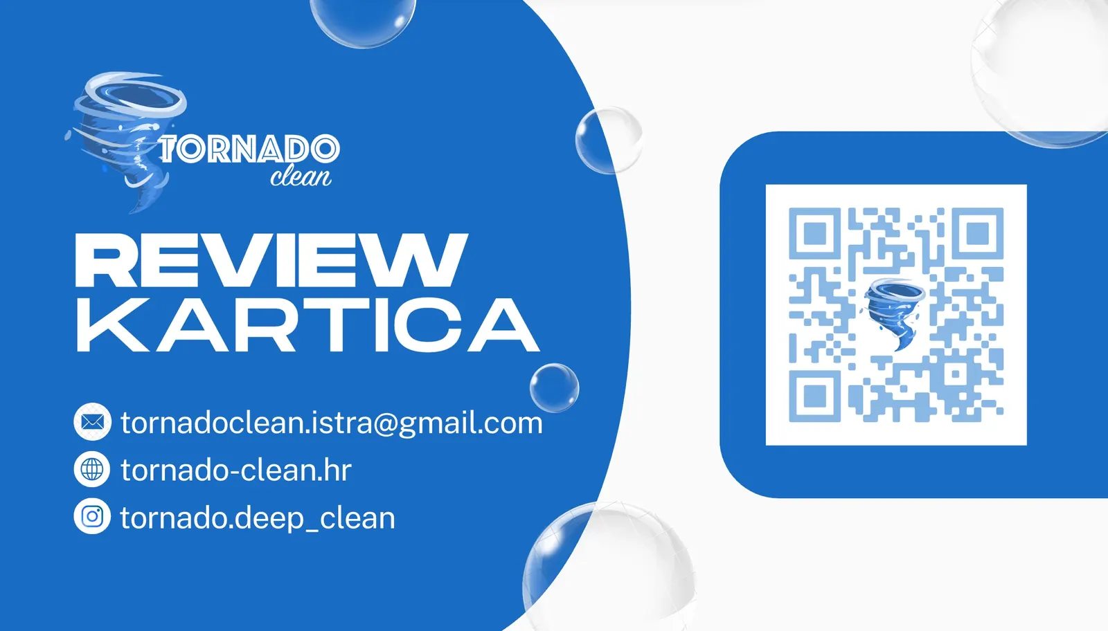 Review kartica Tornado Clean s QR kodom za ostavljanje recenzije